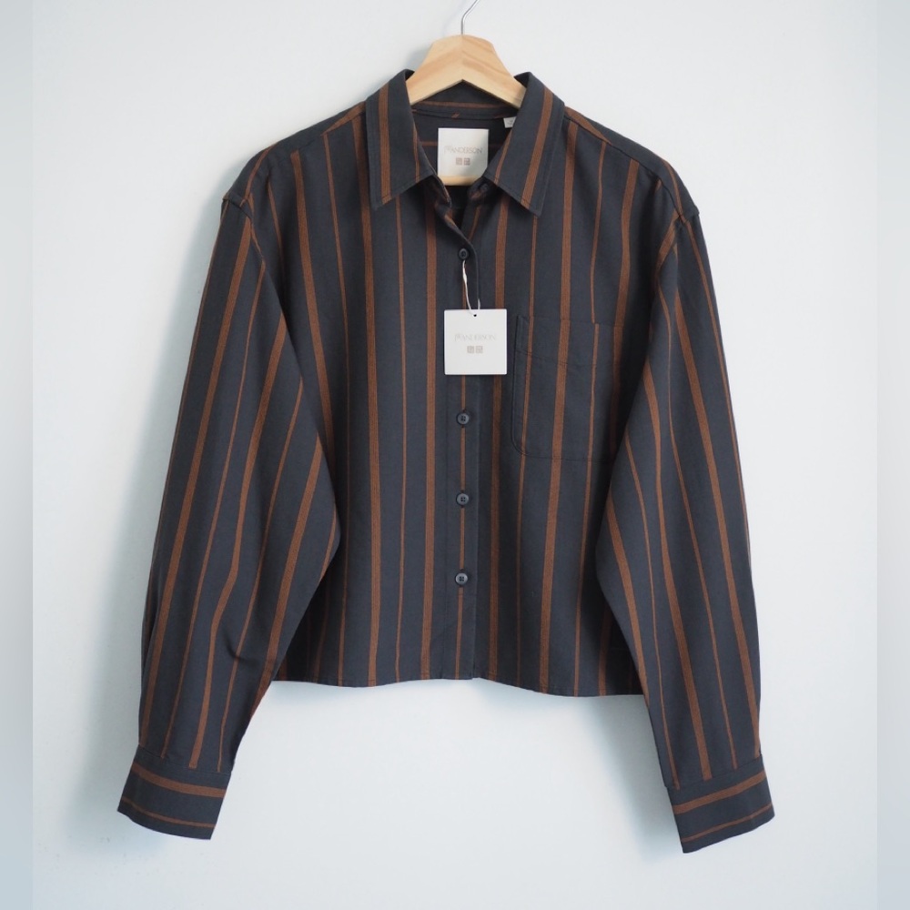 JW Anderson Boxy Oxford Uniqlo Cropped Striped Shirt new